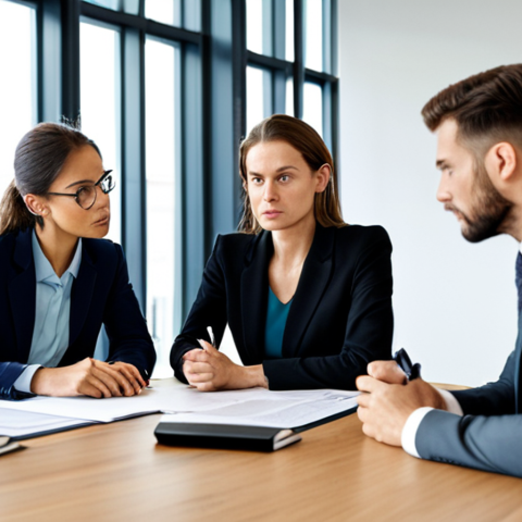 International Contract Negotiation**
"A diverse group of professionals around a polished conference table, reviewing a contract in English. One woman points to a specific clause with confidence. Modern office environment, natural lighting, professional dress, serious but collaborative atmosphere. Emphasis on clear document readability and engaged participants. Safe for work, appropriate content, fully clothed, professional, perfect anatomy, natural proportions, high quality."
**