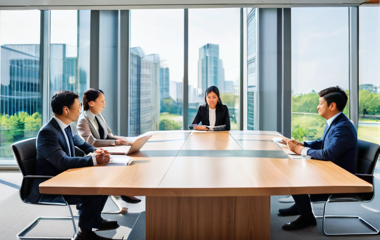 무역영어 실기시험 시 유의사항 - **Prompt:** A diverse group of five to seven business professionals from various cultural background...