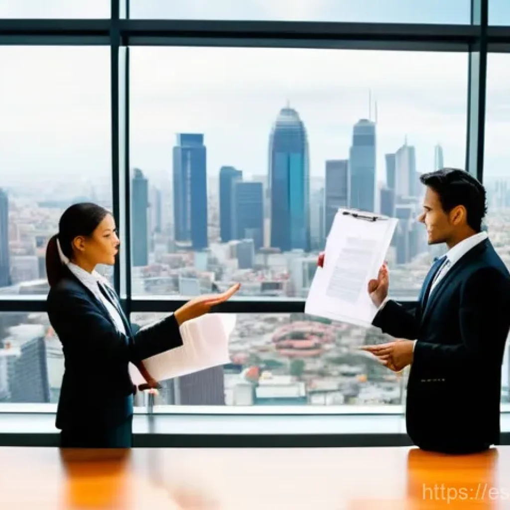 무역영어 시험과 무역 실무의 차이 - **Prompt:** A diverse group of four business professionals in modern business attire (blazers, dress...