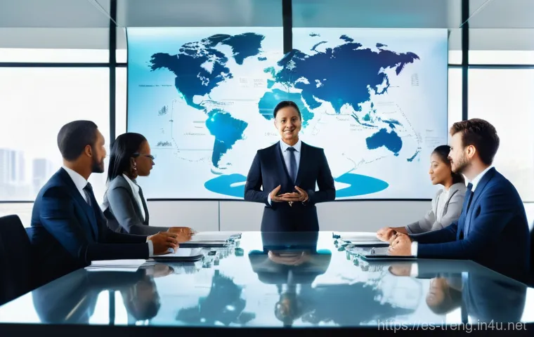 무역영어 자격증의 직무 활용과 효과 분석 - **Prompt 1: Global Business Visionary**
A confident, diverse business professional, elegantly dr...