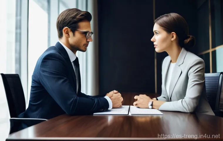 무역영어 실기시험 성공을 위한 실전 스킬 - **Prompt 1: Strategic Negotiation**
"A photorealistic image of two business professionals, a div...