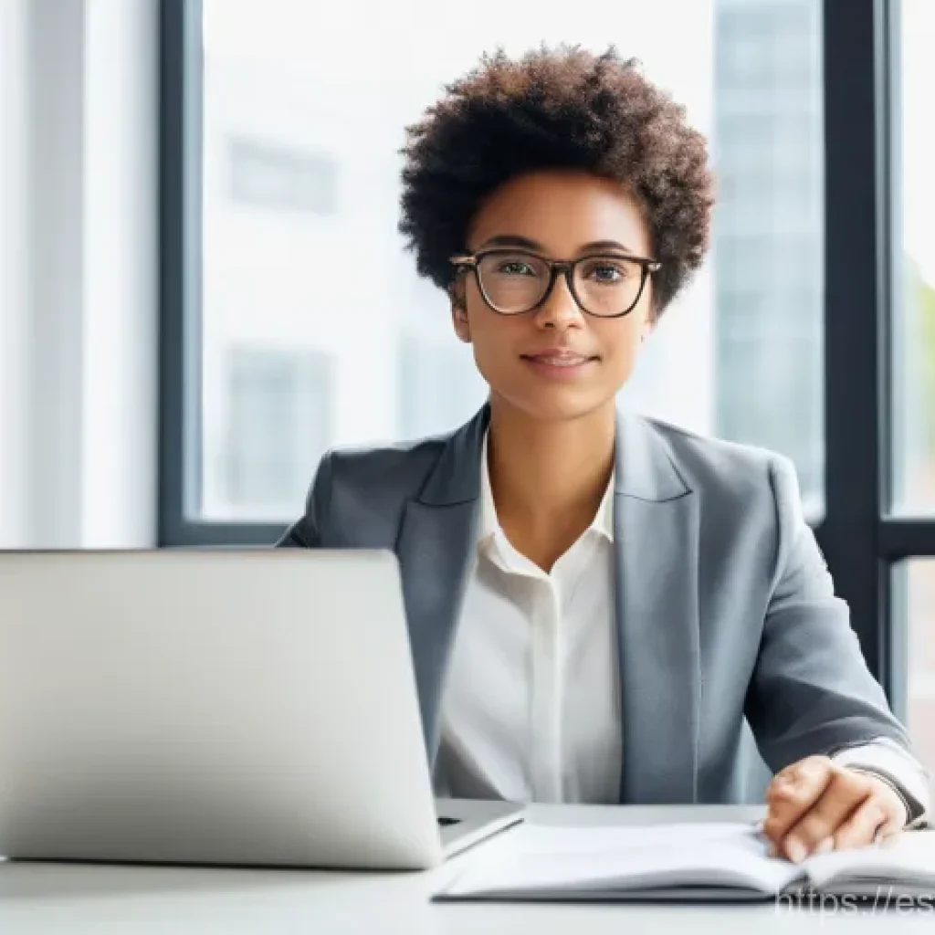 무역영어 시험에서 실패를 줄이는 방법 - **Prompt:** A diverse young professional, dressed in smart business attire, sits at a clean, minimal...