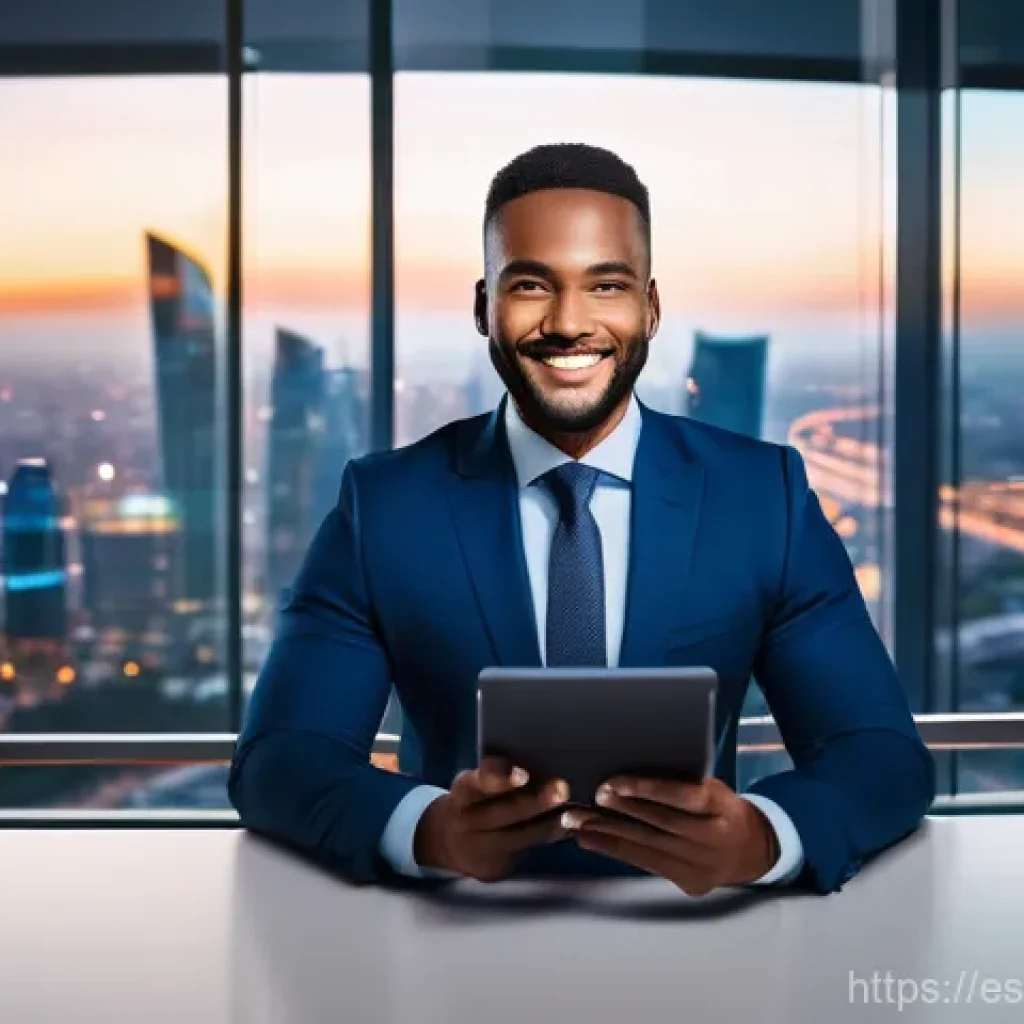 무역영어 독학으로 합격한 사례 - **Global Business Leader in a Modern Cityscape:** A confident, diverse business professional in thei...