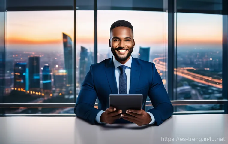 무역영어 독학으로 합격한 사례 - **Global Business Leader in a Modern Cityscape:** A confident, diverse business professional in thei...