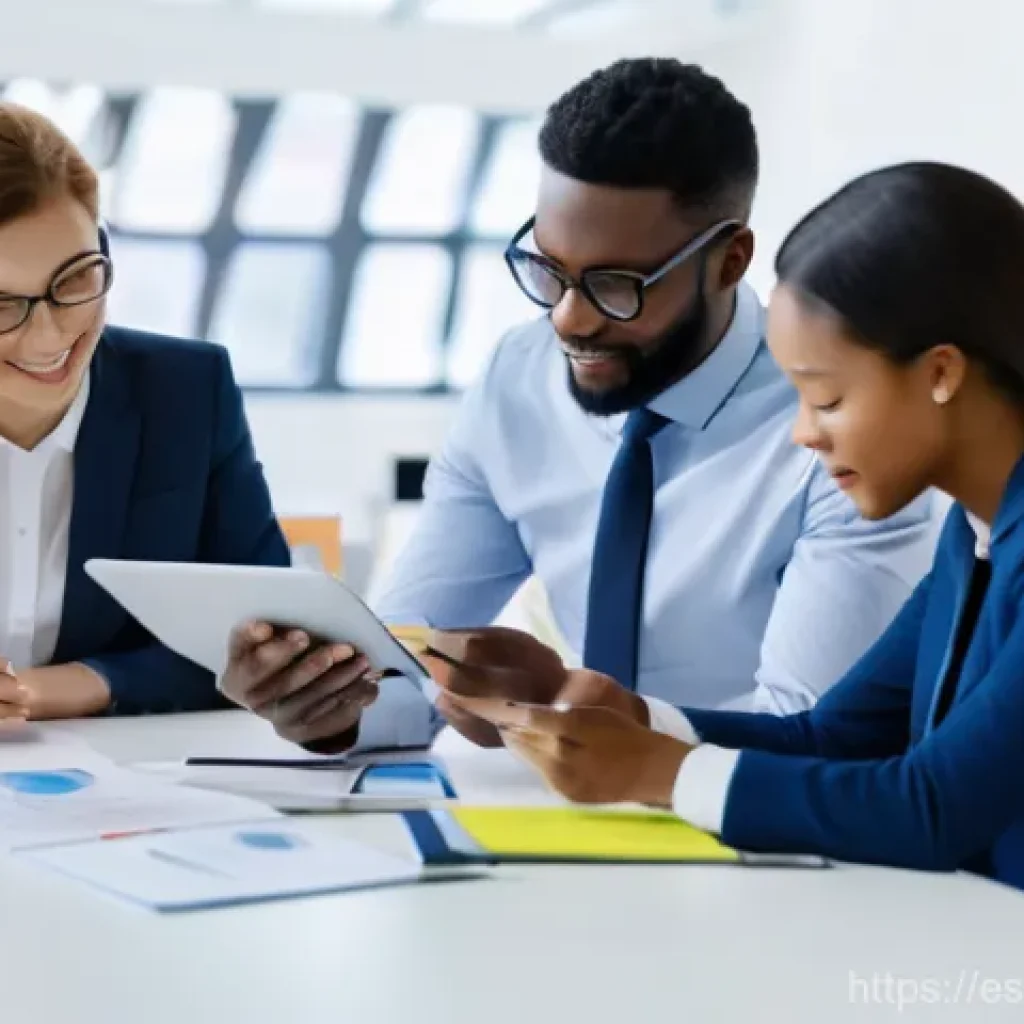 무역영어 실기시험 준비에서 자주 하는 실수 - A diverse team of professionals, including men and women of various ethnicities, in a brightly lit, ...