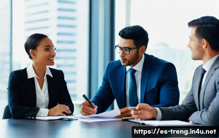 무역영어 실기 과목 심층 분석 - **Prompt:** A diverse group of three to four business professionals (men and women of various ethnic...