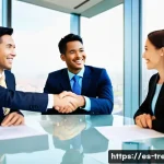 무역영어 자격증과 연계된 산업 - **Global Business Negotiation:**
A vibrant, high-definition, realistic photograph of a diverse g...