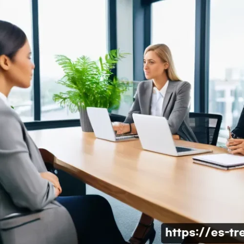 Home 17 무역영어 시험 대비 자료 제작과 활용 사례 - **Prompt 1: Dynamic Business Meeting**
"A group of four diverse professionals, two men and two w...