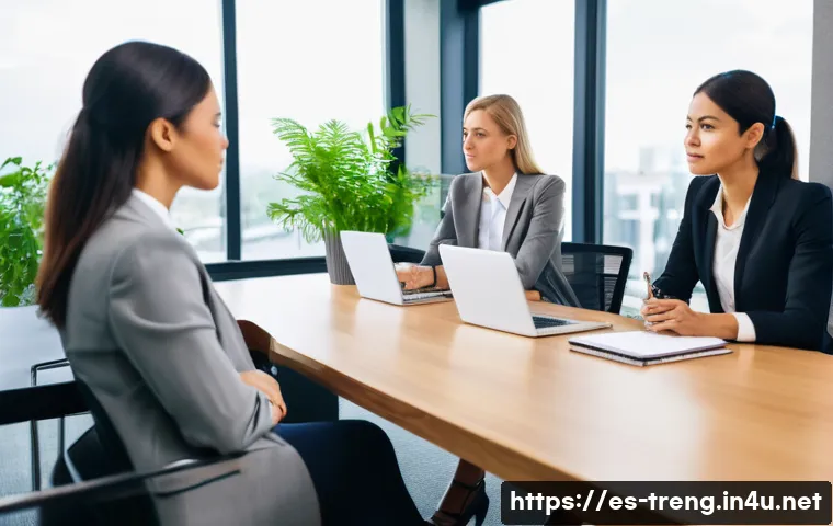 무역영어 시험 대비 자료 제작과 활용 사례 - **Prompt 1: Dynamic Business Meeting**
"A group of four diverse professionals, two men and two w...