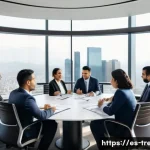 무역영어 필기와 실기 차별화 학습법 - A professional international trade negotiation scene set in a modern conference room in Mexico City,...