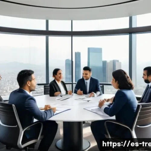 무역영어 필기와 실기 차별화 학습법 - A professional international trade negotiation scene set in a modern conference room in Mexico City,...