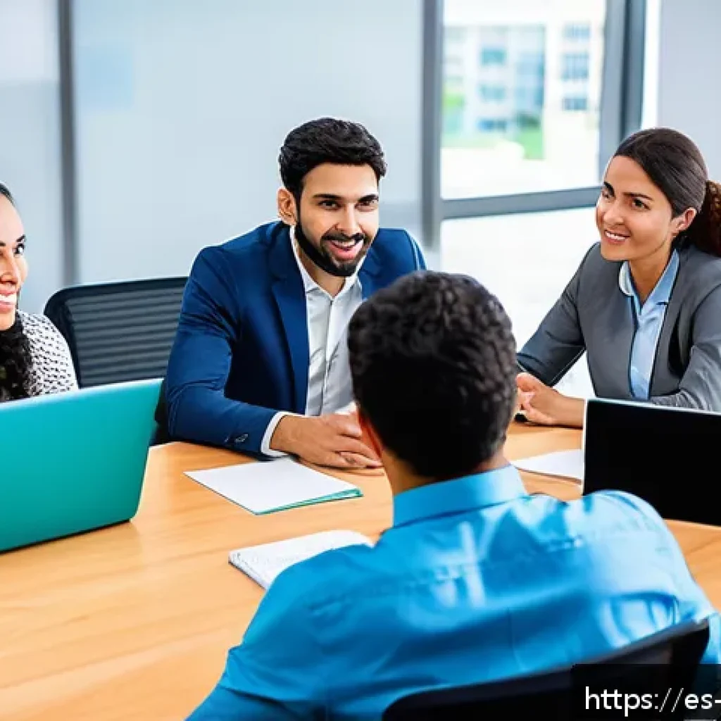 무역영어 실기시험에서 높은 점수를 받는 방법 - A professional business classroom setting with a diverse group of Spanish-speaking adults practicing...