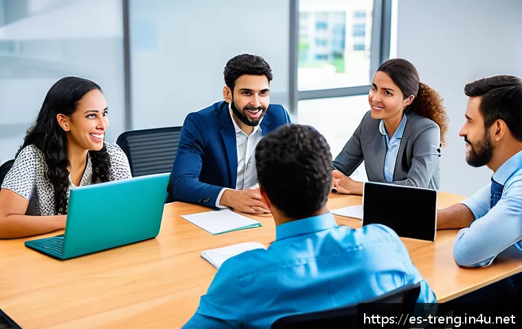 무역영어 실기시험에서 높은 점수를 받는 방법 - A professional business classroom setting with a diverse group of Spanish-speaking adults practicing...