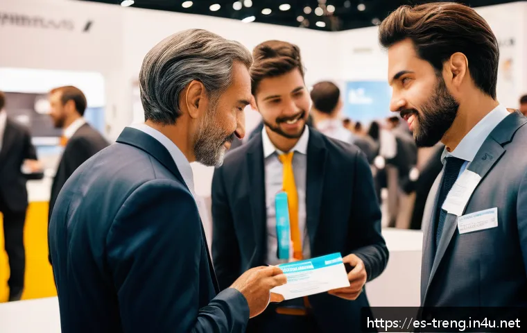 무역영어 관련 취업 박람회 정보 - A professional networking event in Madrid focused on international trade, showing diverse business p...