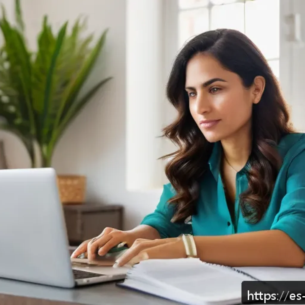 무역영어 자격증과 관련된 온라인 강좌 추천 - A professional Hispanic woman in her early 30s studying English business courses on a laptop at home...