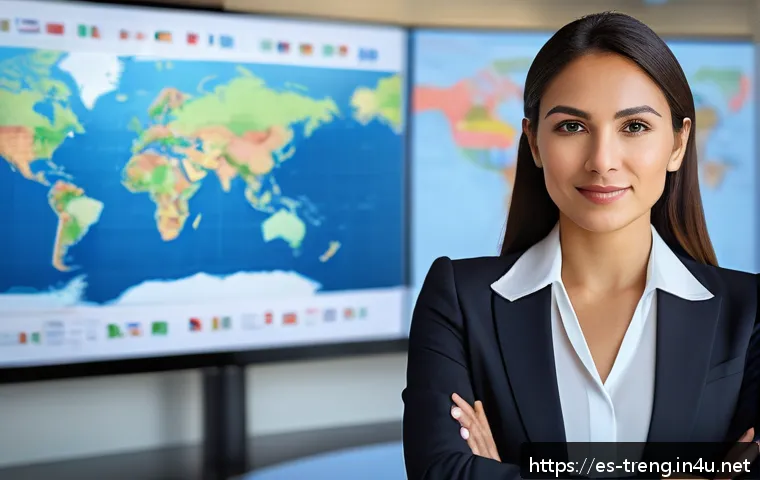 무역영어 자격증 취득 후 경력 개발 - A professional young Hispanic businesswoman confidently leading an international trade negotiation i...