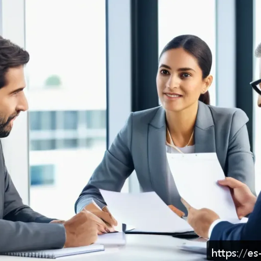 무역영어 필기시험과 실기시험의 학습 균형 - A professional business meeting scene set in a modern office with diverse international participants...